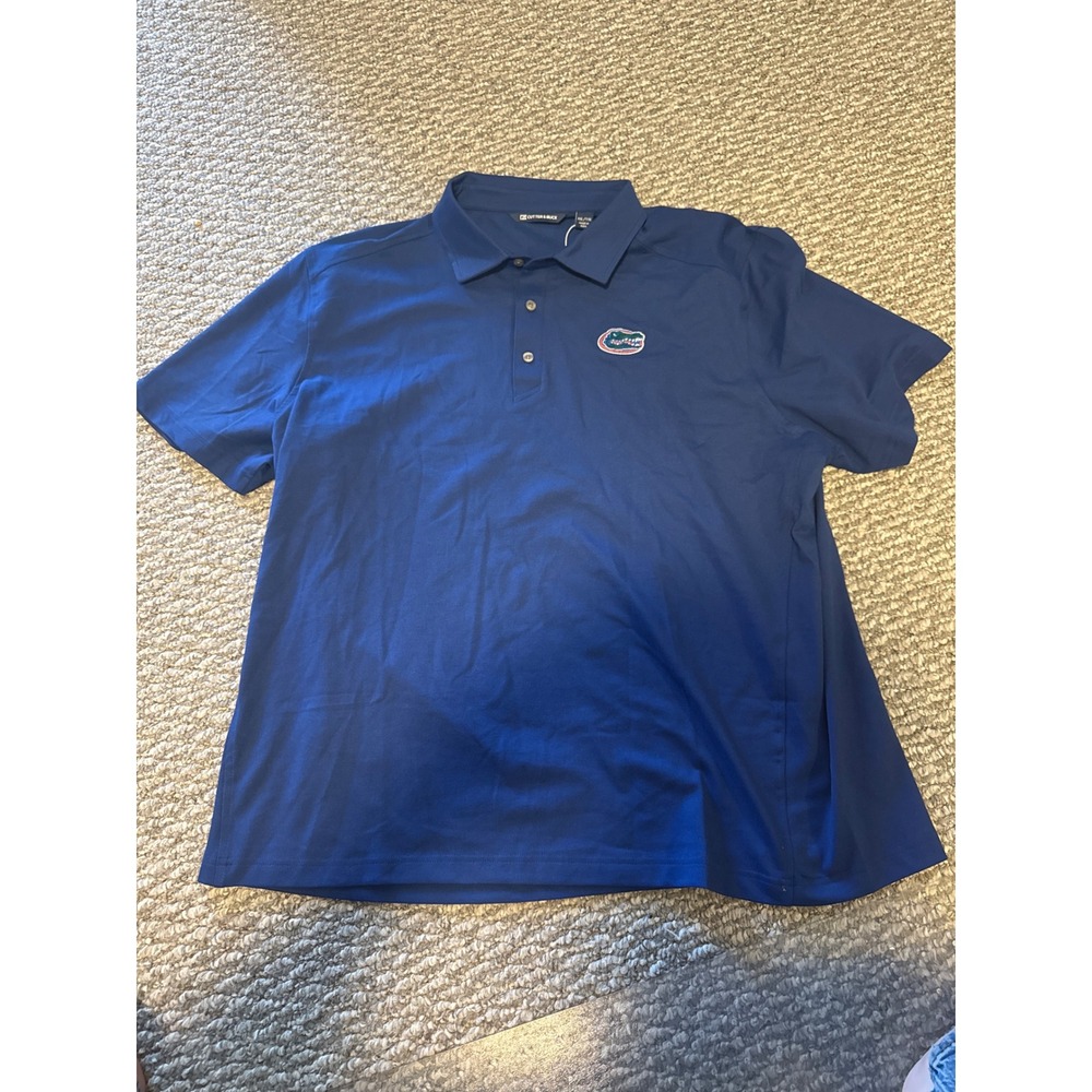 Cutter & Buck Florida Gators Mens XXL Blue‎ Short Sleeve Performance Polo NWT